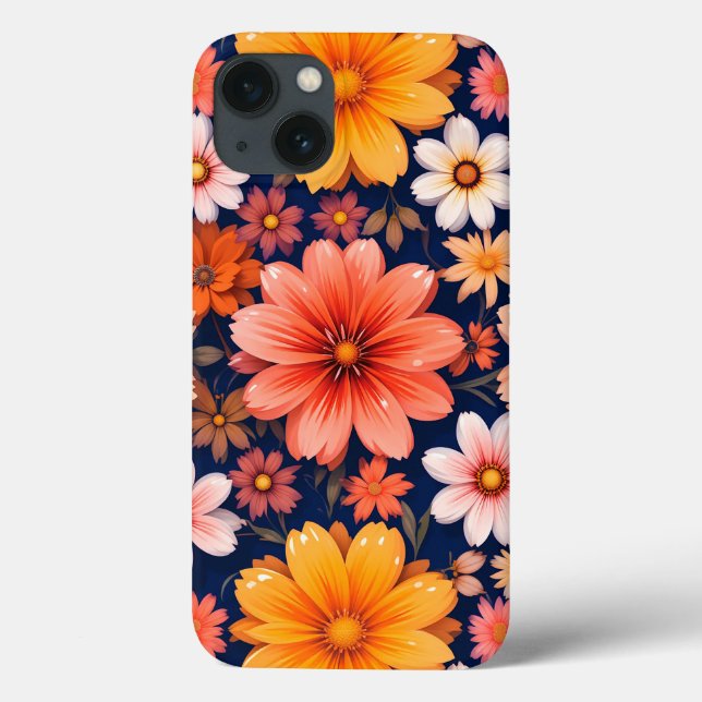 Lebhaftes Muster mit farbenfrohen Blüten Case-Mate iPhone Hülle (Rückseite)
