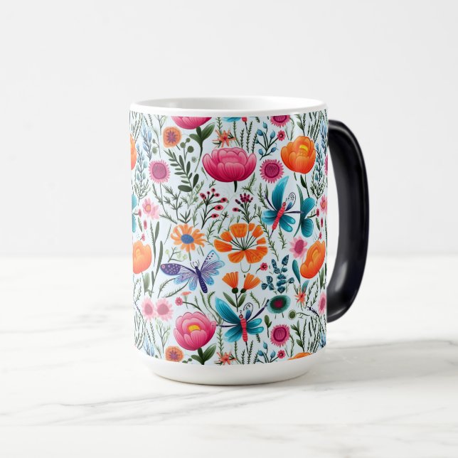 Lebhaftes Nahtloses Blumendesign mit frischen Blum Verwandlungstasse (VorderseiteRechts)