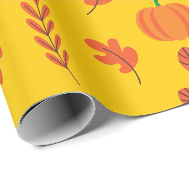 Lebhaftes nahtloses Wrapping Paper: Herbstpumpen Geschenkpapier (Rolleneckpunkt)