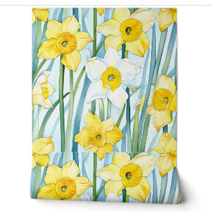 Lebhaftes Narcissus Wasserfarbmuster in Gelb Tapete