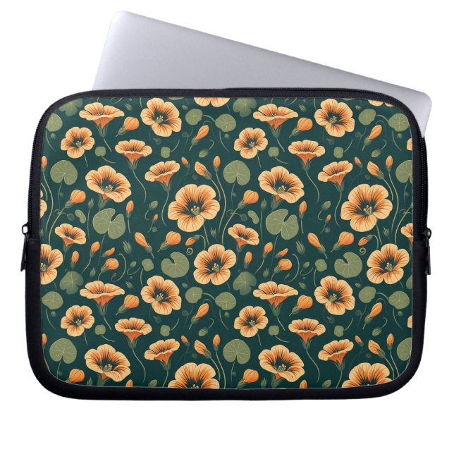 Lebhaftes Nasturtium-Muster Laptopschutzhülle (Vorderseite)