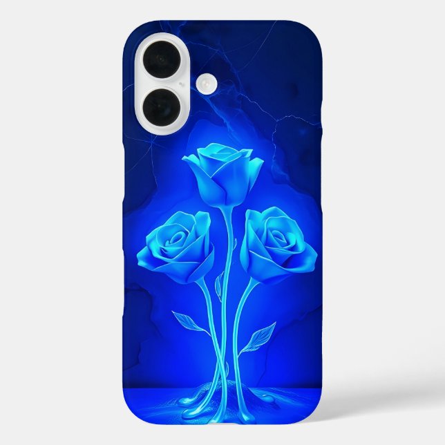 Lebhaftes Neon Blue Rose Case-Mate iPhone Case (Rückseite)