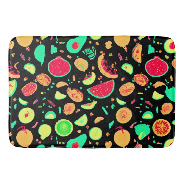 Lebhaftes Neon Fruits-Muster Badematte (Vorderseite)