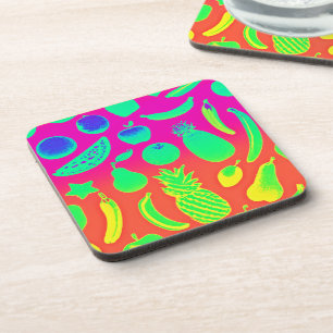 Lebhaftes Neon Fruits-Muster Getränkeuntersetzer