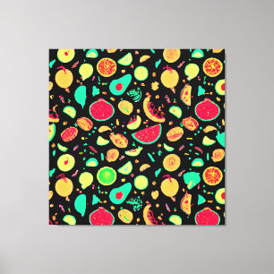 Lebhaftes Neon Fruits-Muster Leinwanddruck