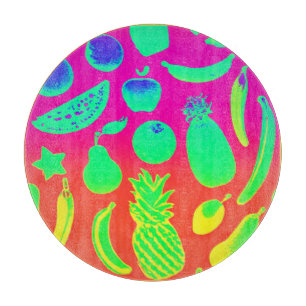 Lebhaftes Neon Fruits-Muster Schneidebrett