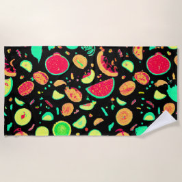 Lebhaftes Neon Fruits-Muster Strandtuch