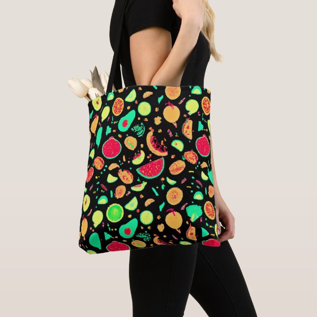 Lebhaftes Neon Fruits-Muster Tasche (Von Nahem)