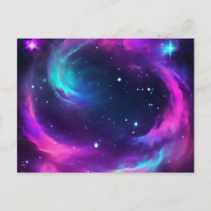 Lebhaftes Neon Galaxy Postkarte