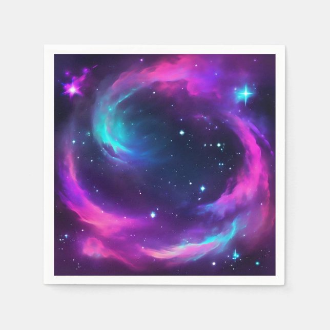 Lebhaftes Neon Galaxy Serviette (Vorderseite)
