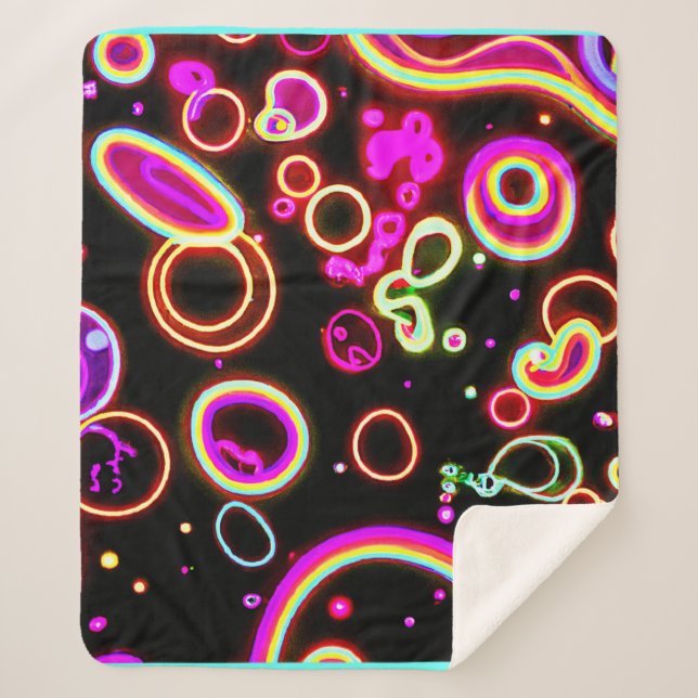 Lebhaftes Neon Glow Muster Sherpadecke (Vorderseite)