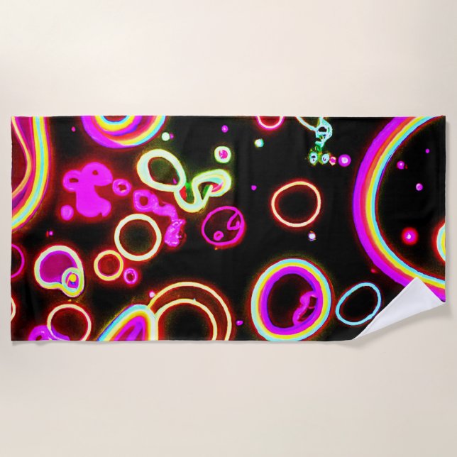 Lebhaftes Neon Glow Muster Strandtuch (Vorderseite)