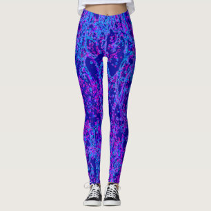 Lebhaftes Neon-Muster mit mehrfarbiger Curvy-Linie Leggings