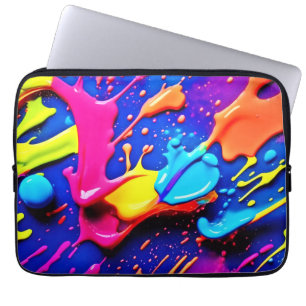 Lebhaftes Neon Paint Spritzer Artwork Laptopschutzhülle
