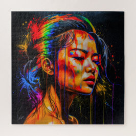 Lebhaftes Neon Portrait - Abstrakte expressionisti