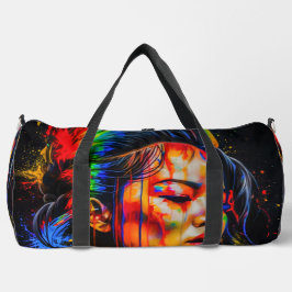 Lebhaftes Neon Portrait - Abstrakte expressionisti Duffle Bag