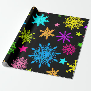 Lebhaftes Neon Snowflake Muster Geschenkpapier