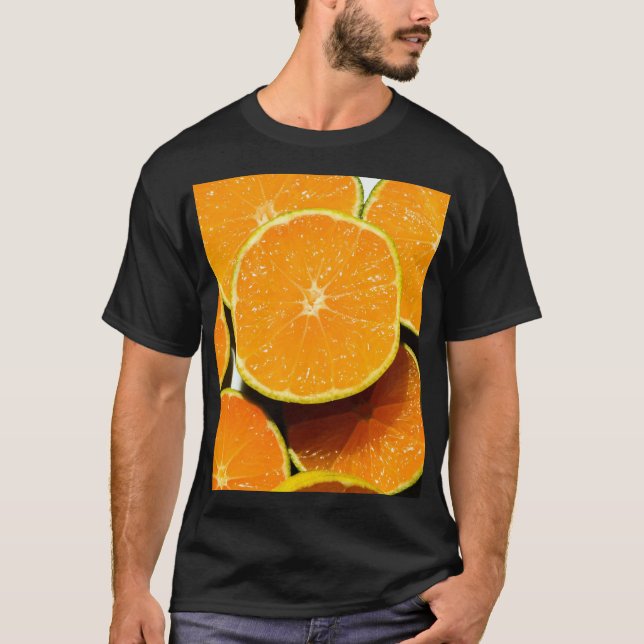 Lebhaftes Orange Background Grafisches T-Shirt - F (Vorderseite)