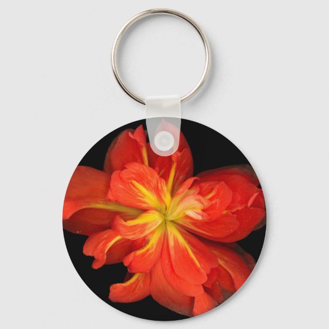 Lebhaftes Orange Begonia Macro Schlüsselanhänger (Vorderseite)