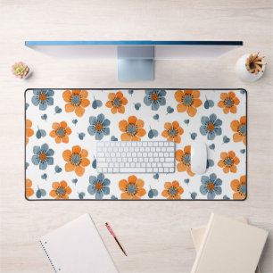 Lebhaftes Orange Blue Floral Pattern Schreibtischunterlage