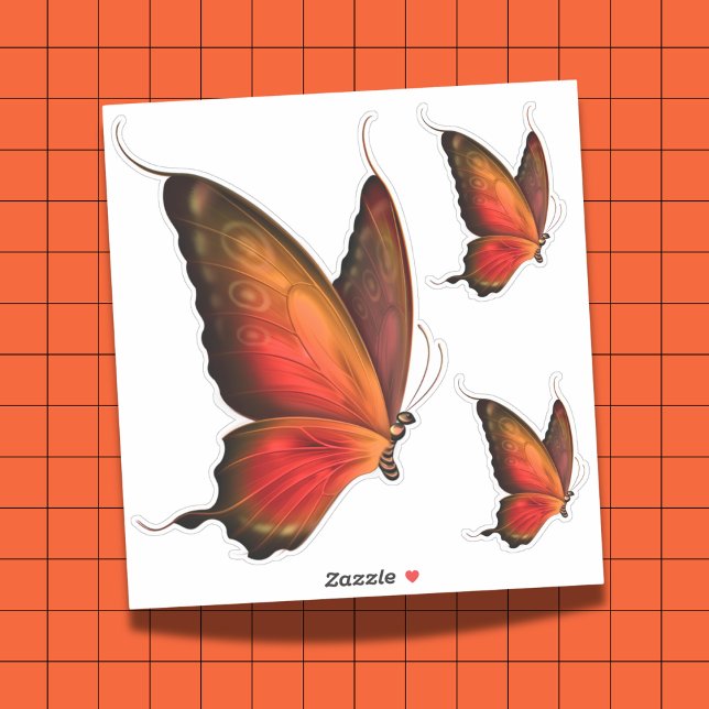 Lebhaftes Orange Butterfly-Set mit kundenspezifisc Aufkleber (Vibrant Orange Butterfly Custom-Cut Sticker Set)