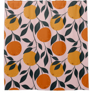 Lebhaftes Orange Citrus Nahtloses Muster Duschvorhang