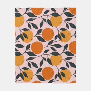 Lebhaftes Orange Citrus Nahtloses Muster Fleecedecke