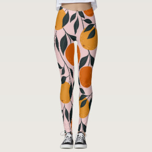 Lebhaftes Orange Citrus Nahtloses Muster Leggings