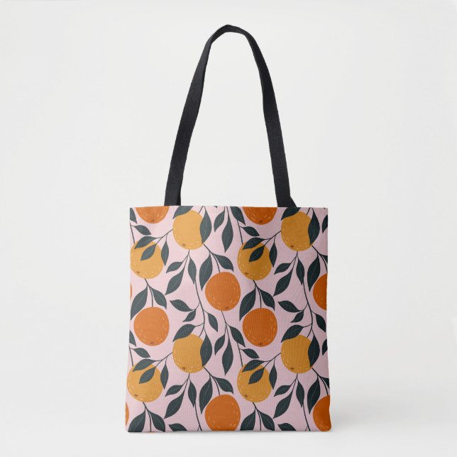 Lebhaftes Orange Citrus Nahtloses Muster Tasche (Vorderseite)