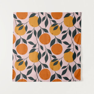 Lebhaftes Orange Citrus Nahtloses Muster Wandteppich