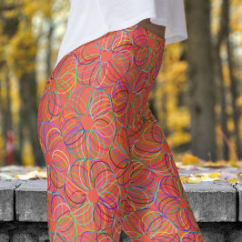 Lebhaftes Orange Cyclisches Chaos-Muster Leggings
