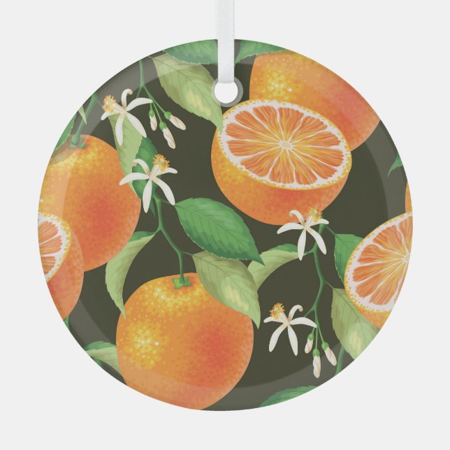 Lebhaftes Orange-Muster ohne Naht Ornament Aus Glas (Vorderseite)