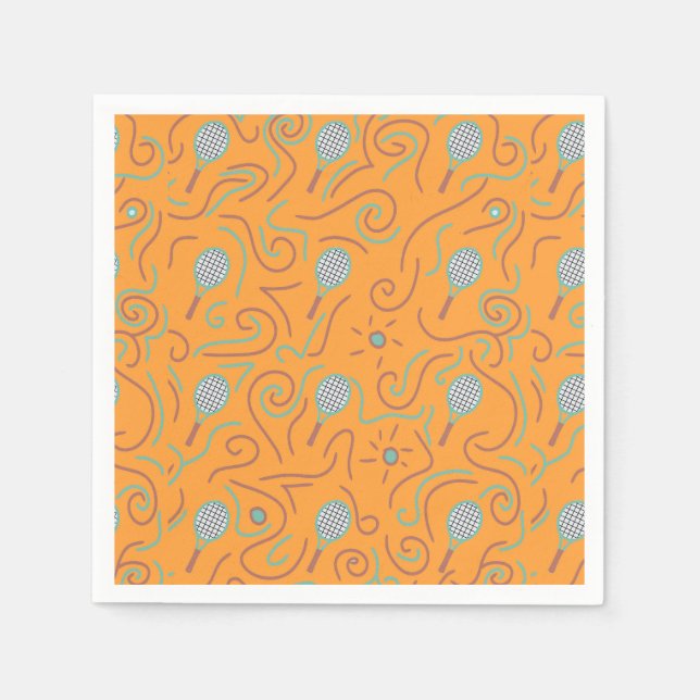 Lebhaftes Orange Tennis Pattern Serviette (Vorderseite)