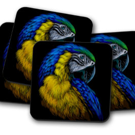 Lebhaftes Parrot Untersetzer Set | Blaues Papagei