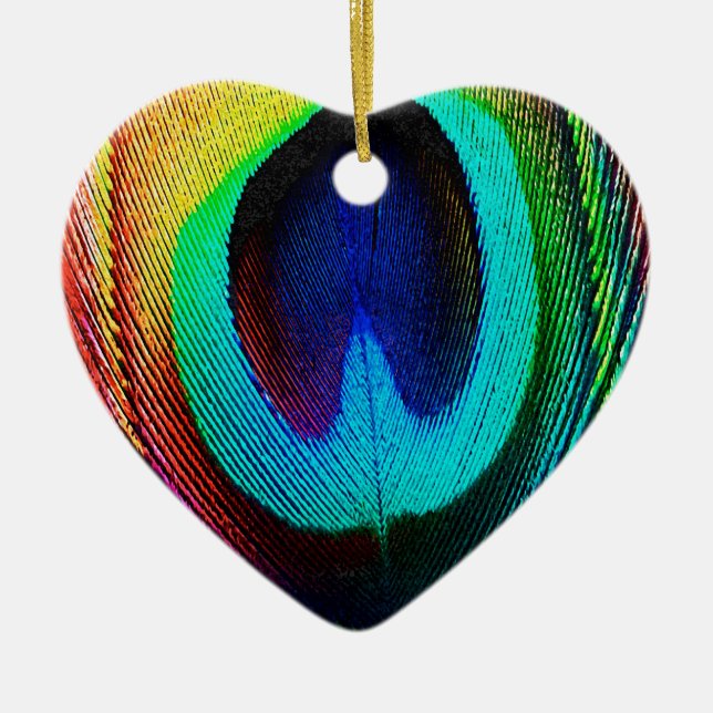 Lebhaftes Peacock Feather Keramik Ornament (Vorne)