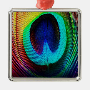 Lebhaftes Peacock Feather Silbernes Ornament