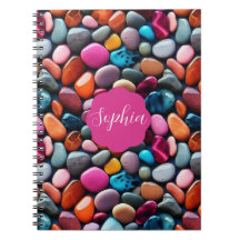Lebhaftes Pebbles Pink Spiral Foto Notebook