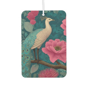 Lebhaftes Pfau- und rosa Blumenmuster Autolufterfrischer