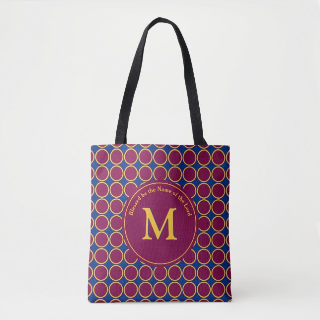 Lebhaftes POLKA DOT Maroon Blue individuell angepa Tasche (Vorderseite)