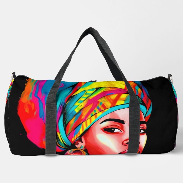 Lebhaftes Portrait mit farbenfroher Kopfbedeckung Duffle Bag (Vorderseite)