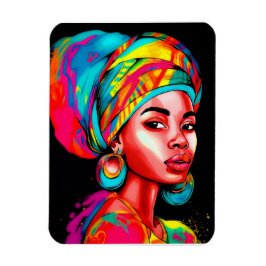 Lebhaftes Portrait mit farbenfroher Kopfbedeckung Magnet