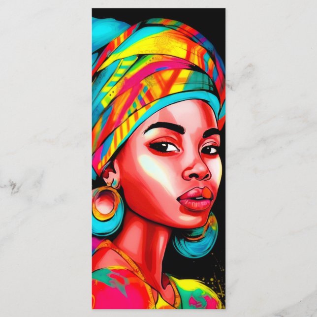 Lebhaftes Portrait mit farbenfroher Kopfbedeckung Menükarte (Vorderseite)