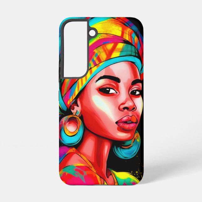 Lebhaftes Portrait mit farbenfroher Kopfbedeckung Samsung Galaxy Hülle (Rückseite)