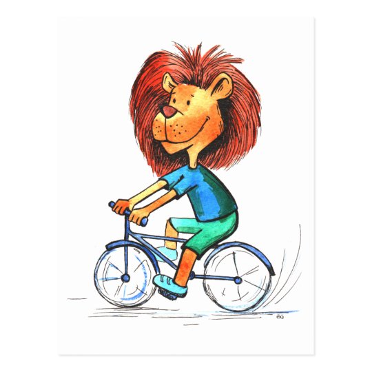 Lebhaftes Radfahrer Lowe Fahrrad Fahrrad Lustige Postkarte Zazzle Ch