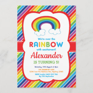 Lebhaftes Rainbow Birthday Party - farbenfrohe Mus Einladung