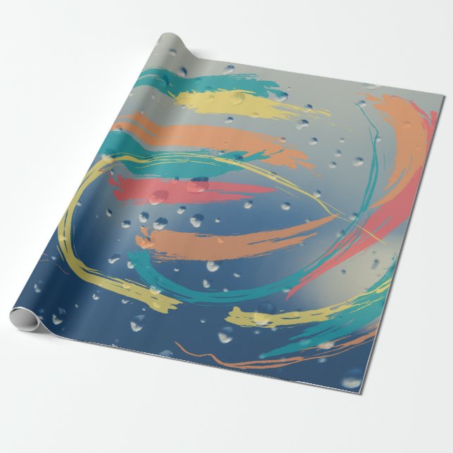 Lebhaftes Raindrop-Effekt Pinselstrichpapier Geschenkpapier (Ungerollt)
