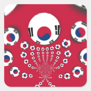 Lebhaftes Red Kaleidoscope Südkorea Design Quadratischer Aufkleber