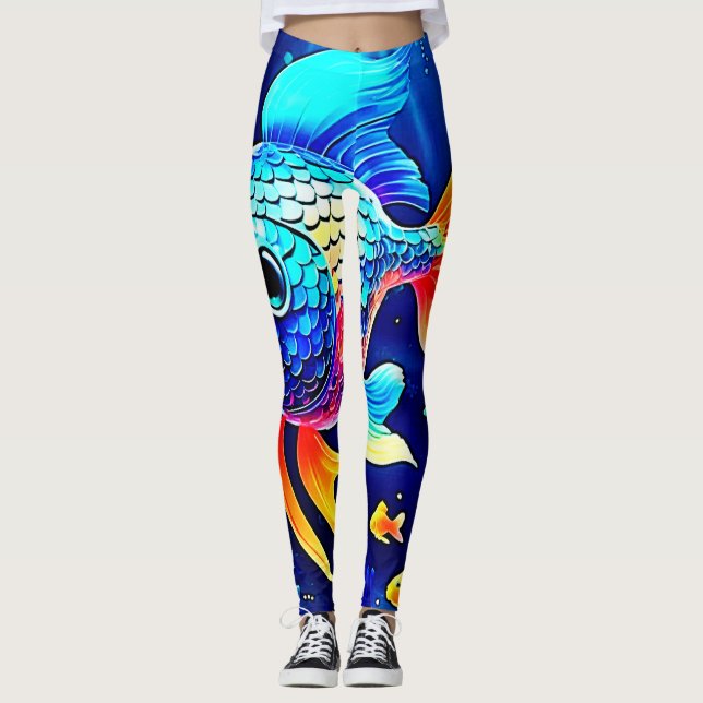 Lebhaftes Reef Fish Design Leggings (Vorderseite)