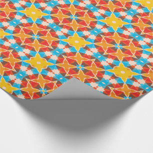 Lebhaftes Retro 3D Blockfarben Kaleidoskop Muster Geschenkpapier