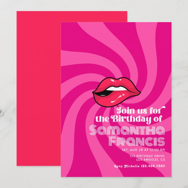 Lebhaftes Retro Birthday Celebration Theme Einladung (Vorne/Hinten)